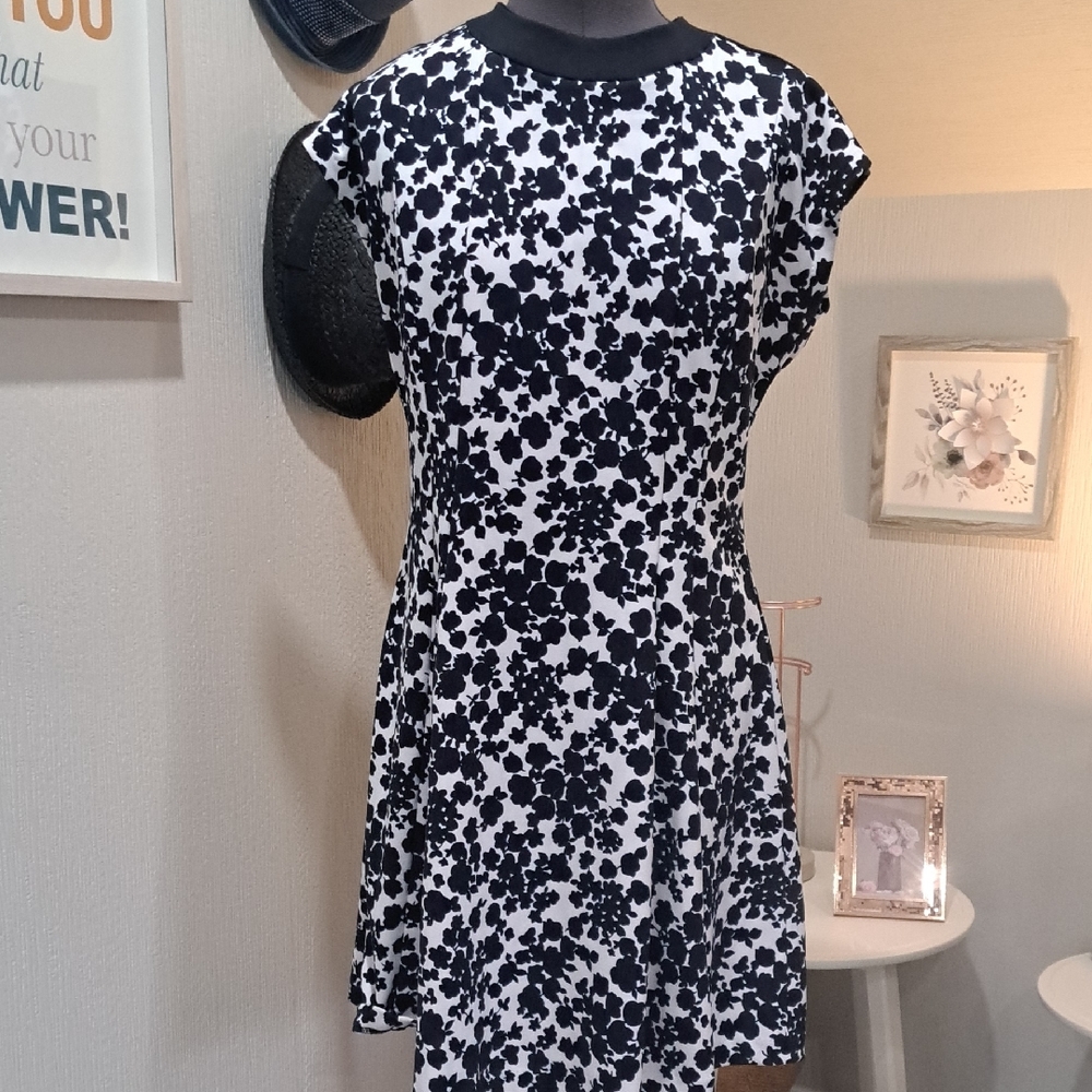 Michael Kors Black and White Floral Mini Dress